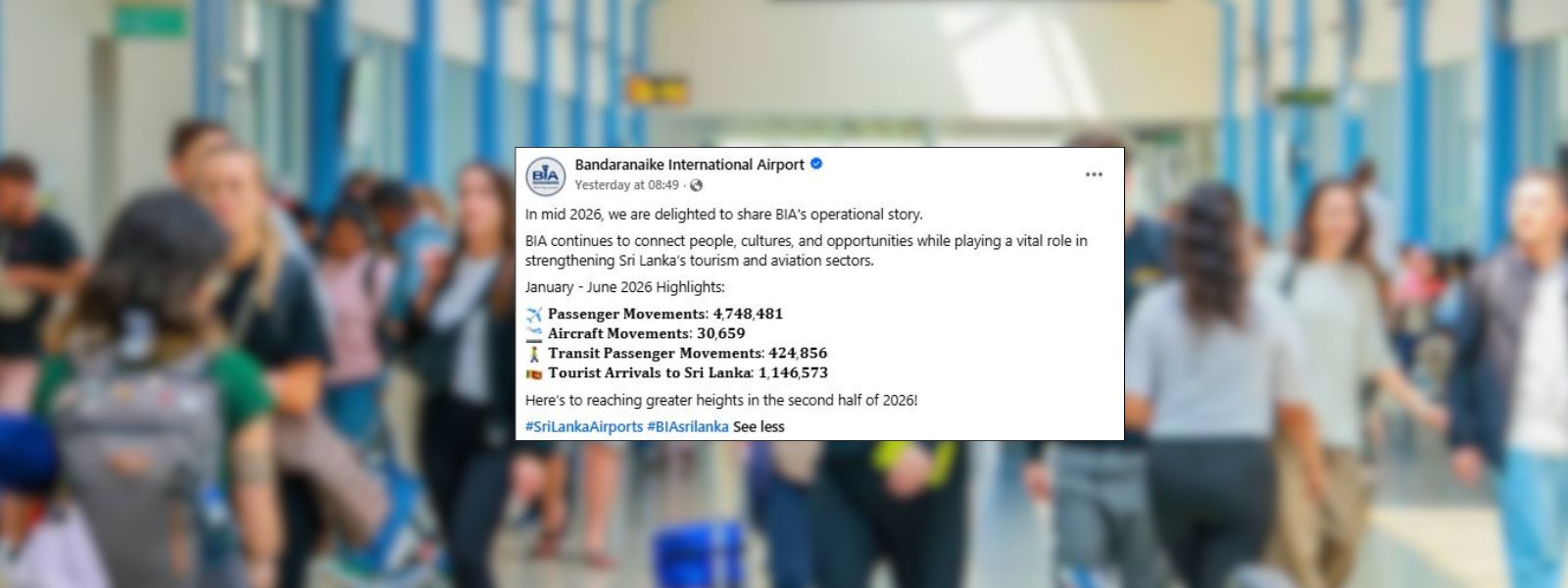 BIA Passenger Traffic Tops 4.7 Mn in First Half of 2026